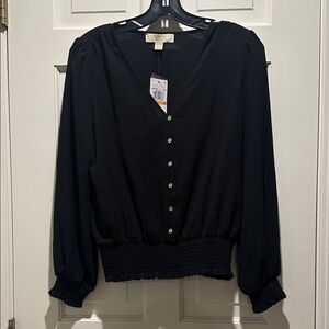 Michael Kors Black V-Neck Blouse